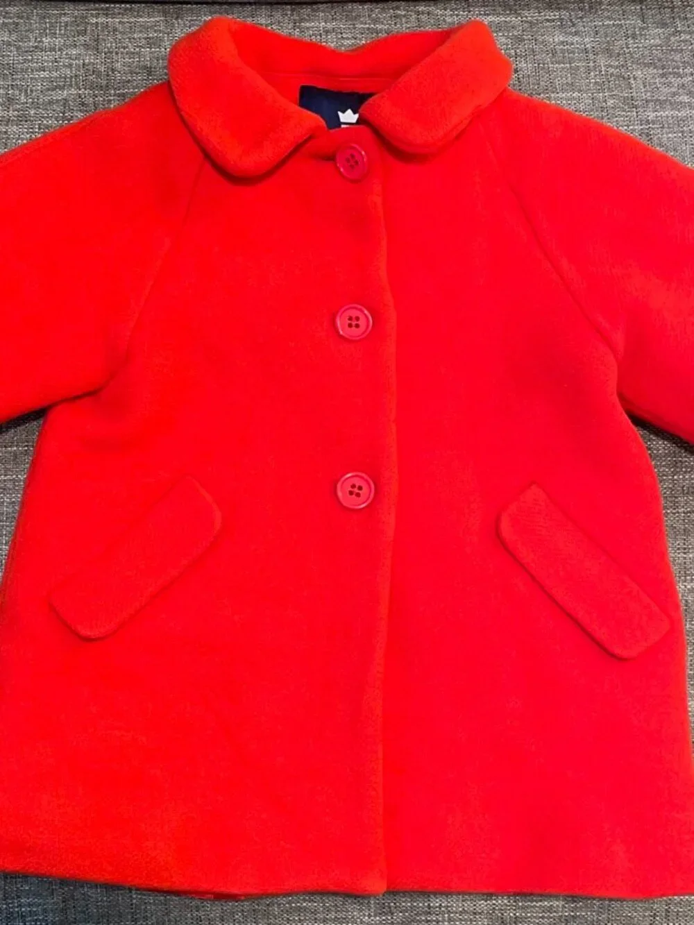 Jacadi Paris Red Wool Blend Baby Winter Coat w/ Detachable Hood, Toddler 24M/2T